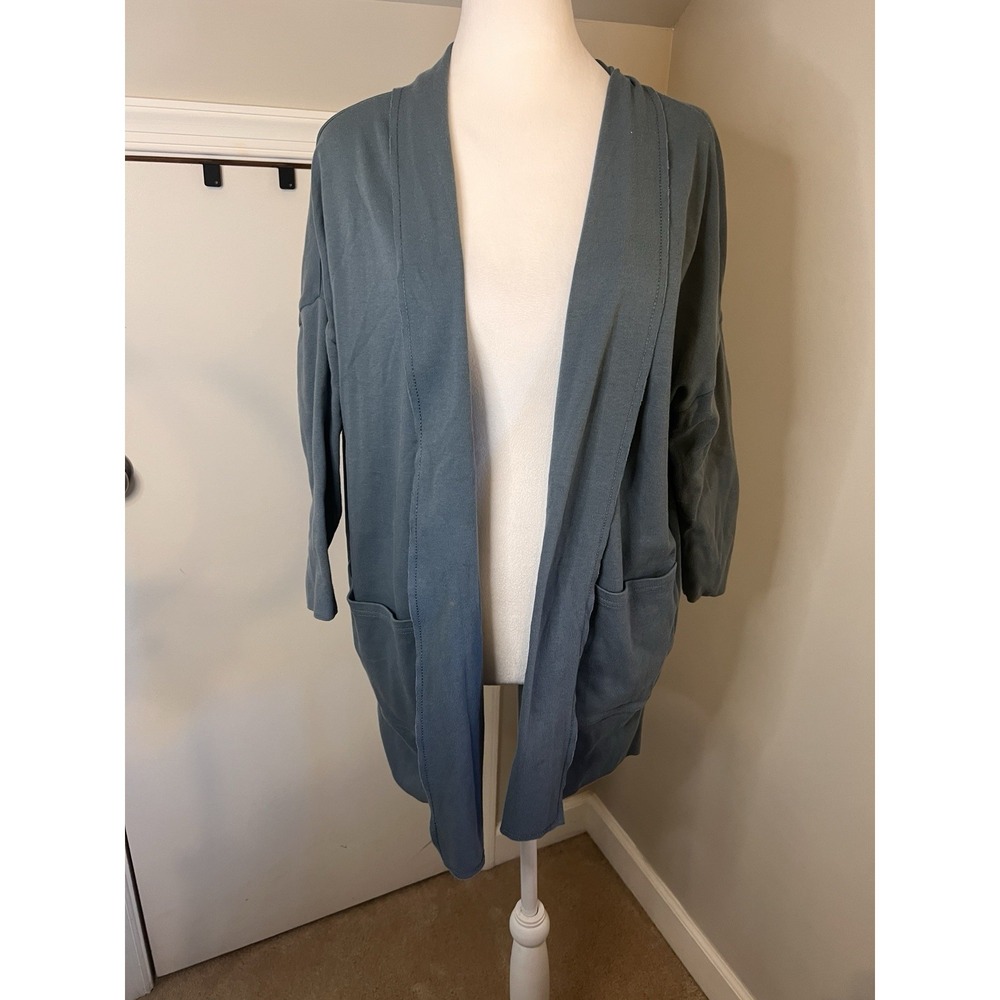 PACT Travel Cardigan 3/4 Length Sleeve Teal Green XS